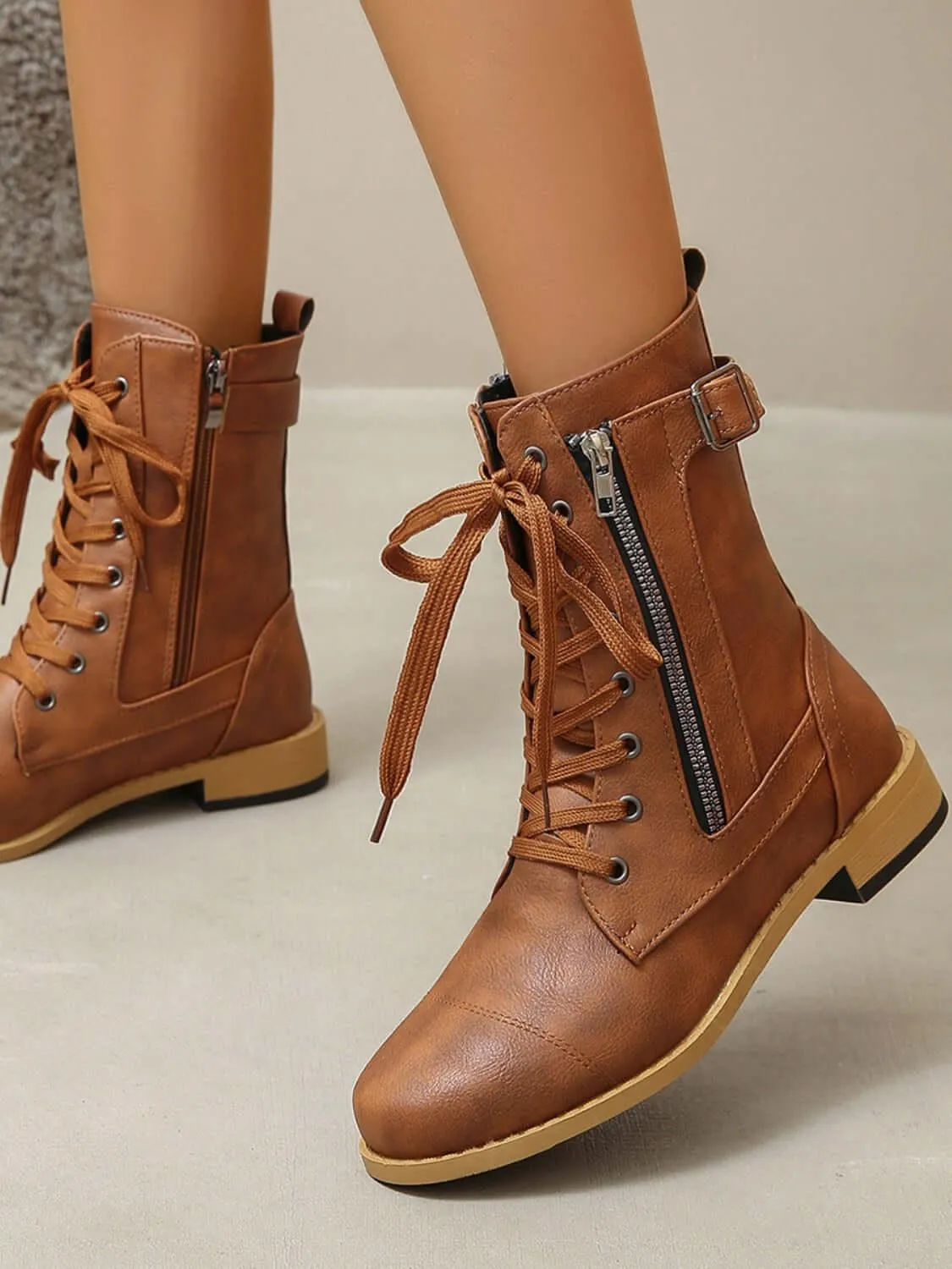 Leather Lace-Up Combat Boots – Edgy Style