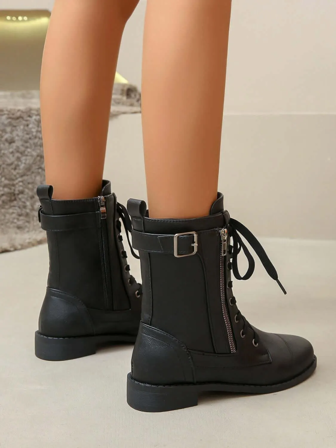 Leather Lace-Up Combat Boots – Edgy Style