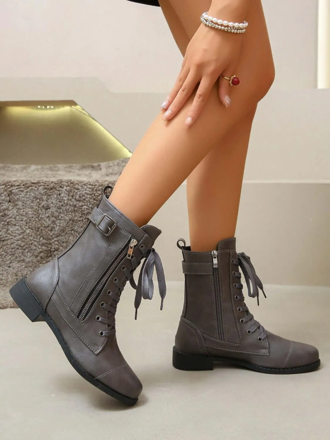 Leather Lace-Up Combat Boots – Edgy Style