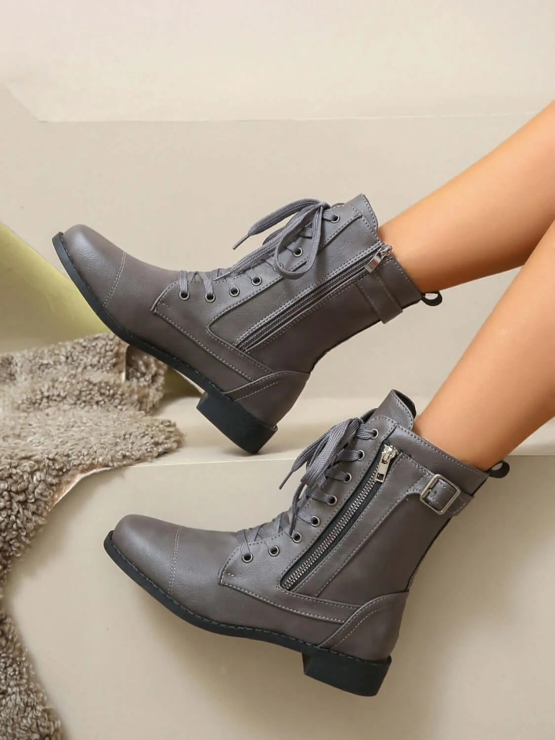 Leather Lace-Up Combat Boots – Edgy Style