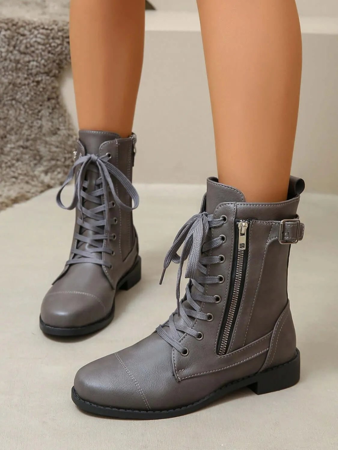 Leather Lace-Up Combat Boots – Edgy Style