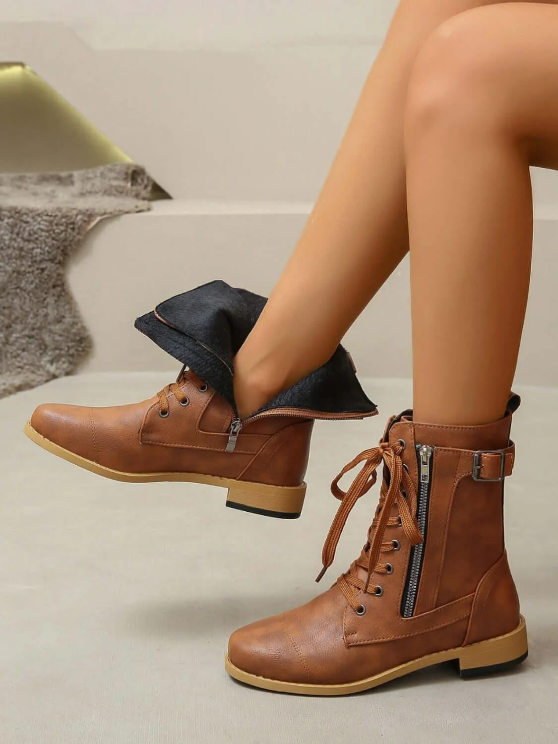 Leather Lace-Up Combat Boots – Edgy Style