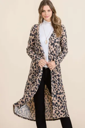 Leopard V-Neck Long Sleeve Cardigan – Trendy Animal Print