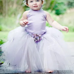 Light Purple Satin Tulle Pixie Tutu dresses, Lovely Cheap Flower Girl Dresses,  FG017