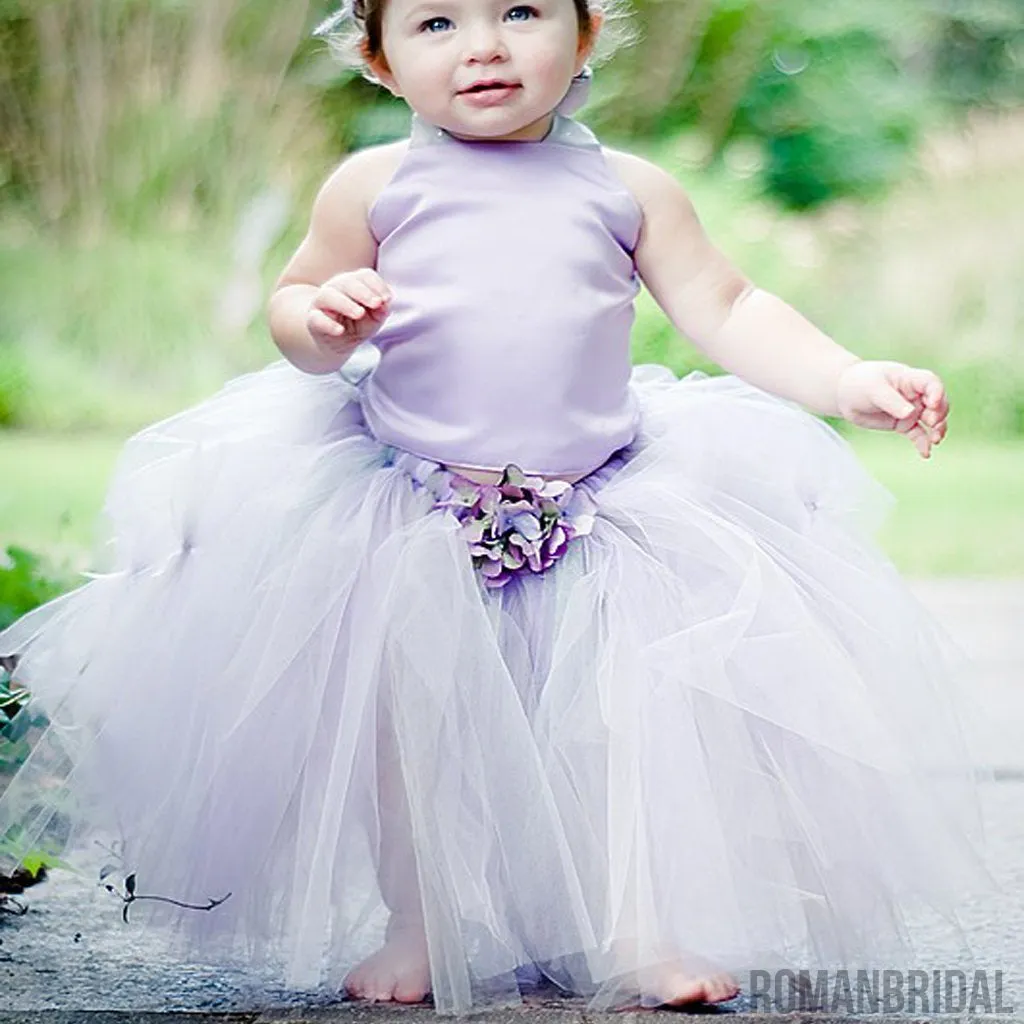 Light Purple Satin Tulle Pixie Tutu dresses, Lovely Cheap Flower Girl Dresses,  FG017