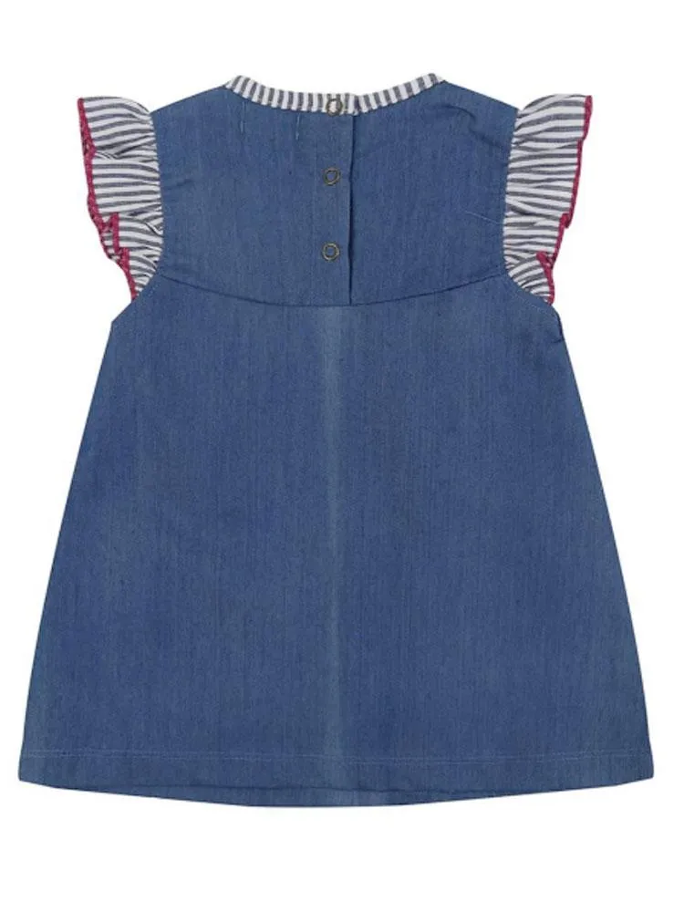 Lilly & Sid Organic - Blue and Pink New Baby Chambray Dress 0-3 months