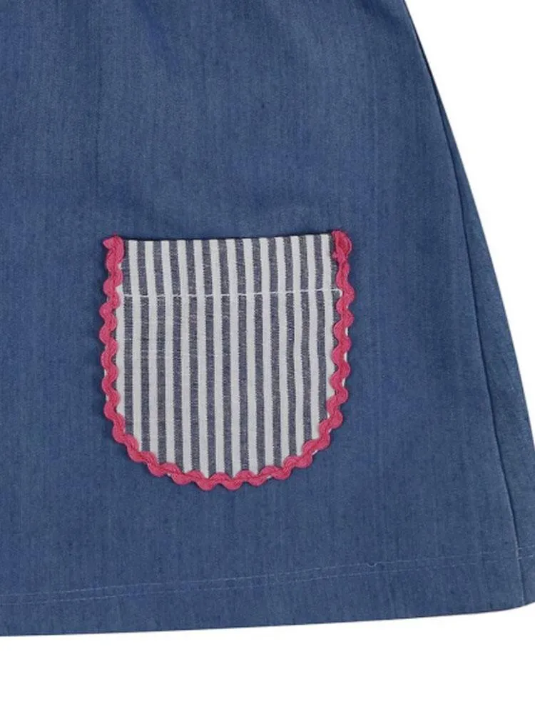 Lilly & Sid Organic - Blue and Pink New Baby Chambray Dress 0-3 months