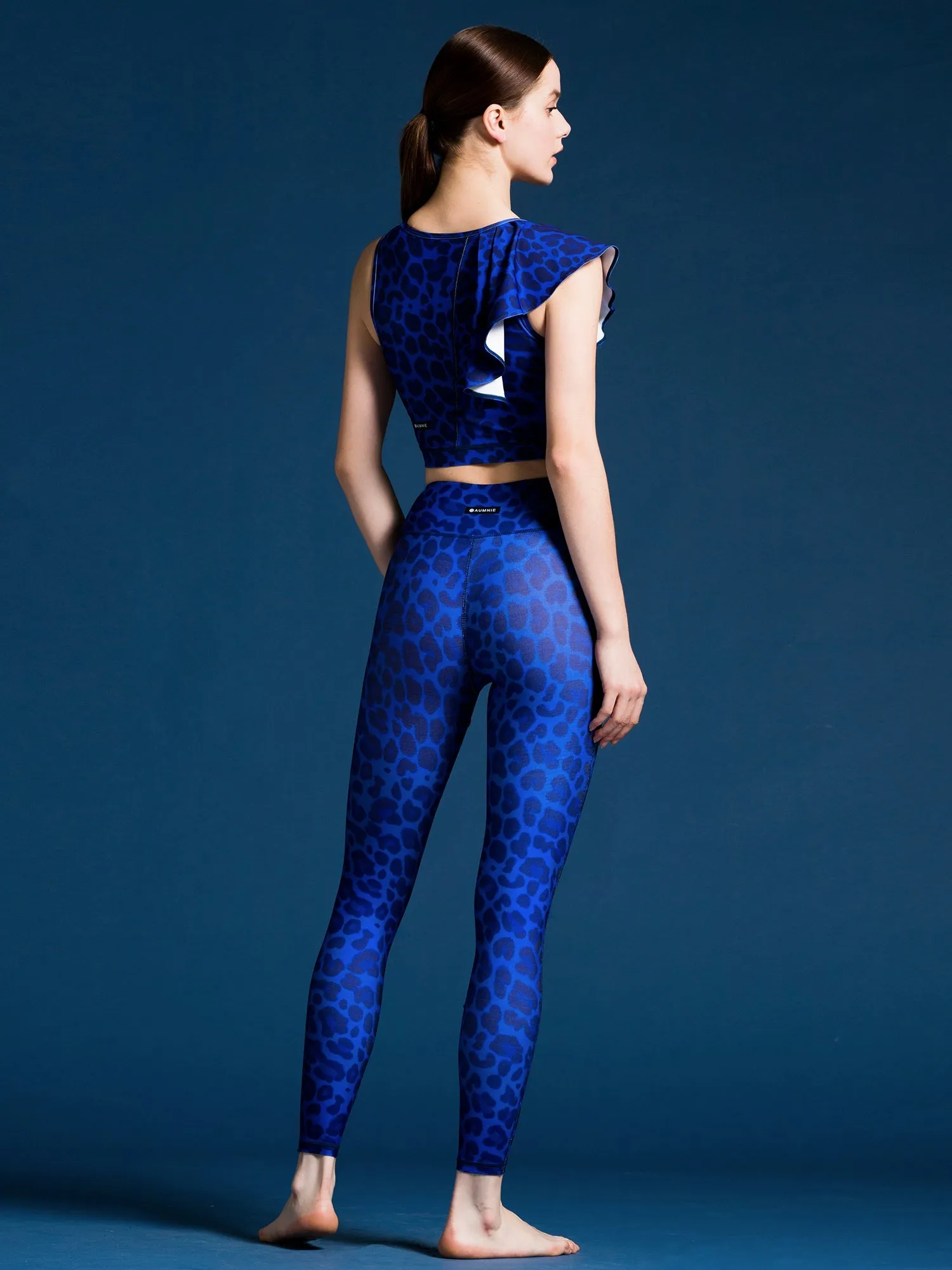 LILY CROPPED TOP, BLUE LEOPARD