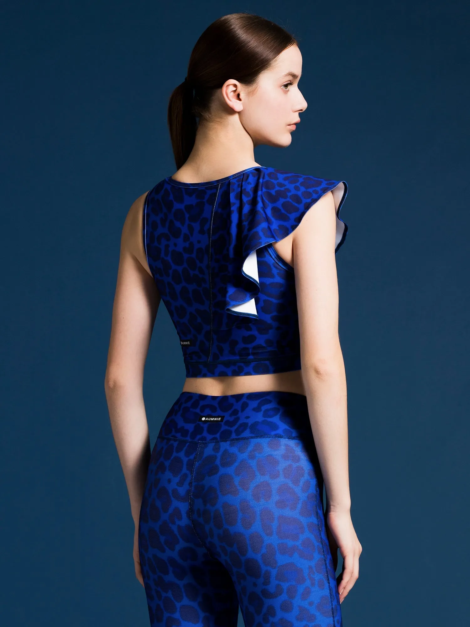LILY CROPPED TOP, BLUE LEOPARD