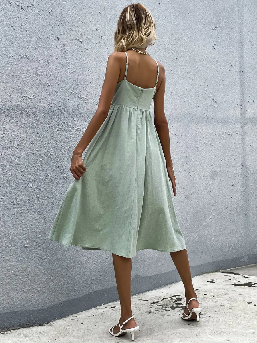 Lindsay Linen Blend Dress - Mint Green