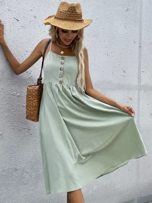 Lindsay Linen Blend Dress - Mint Green