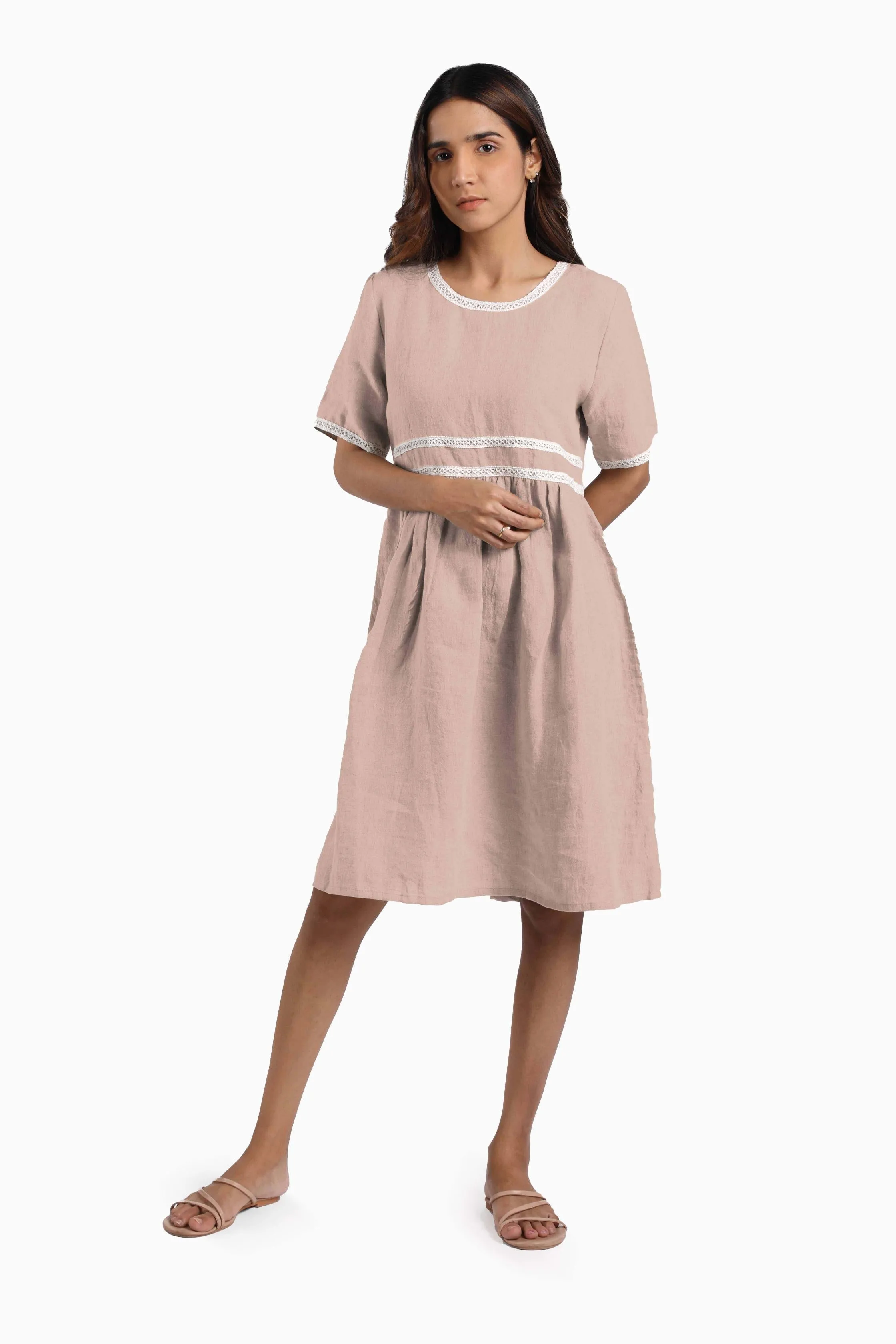 Linen Alchemy Midi Dress-Brown Bean