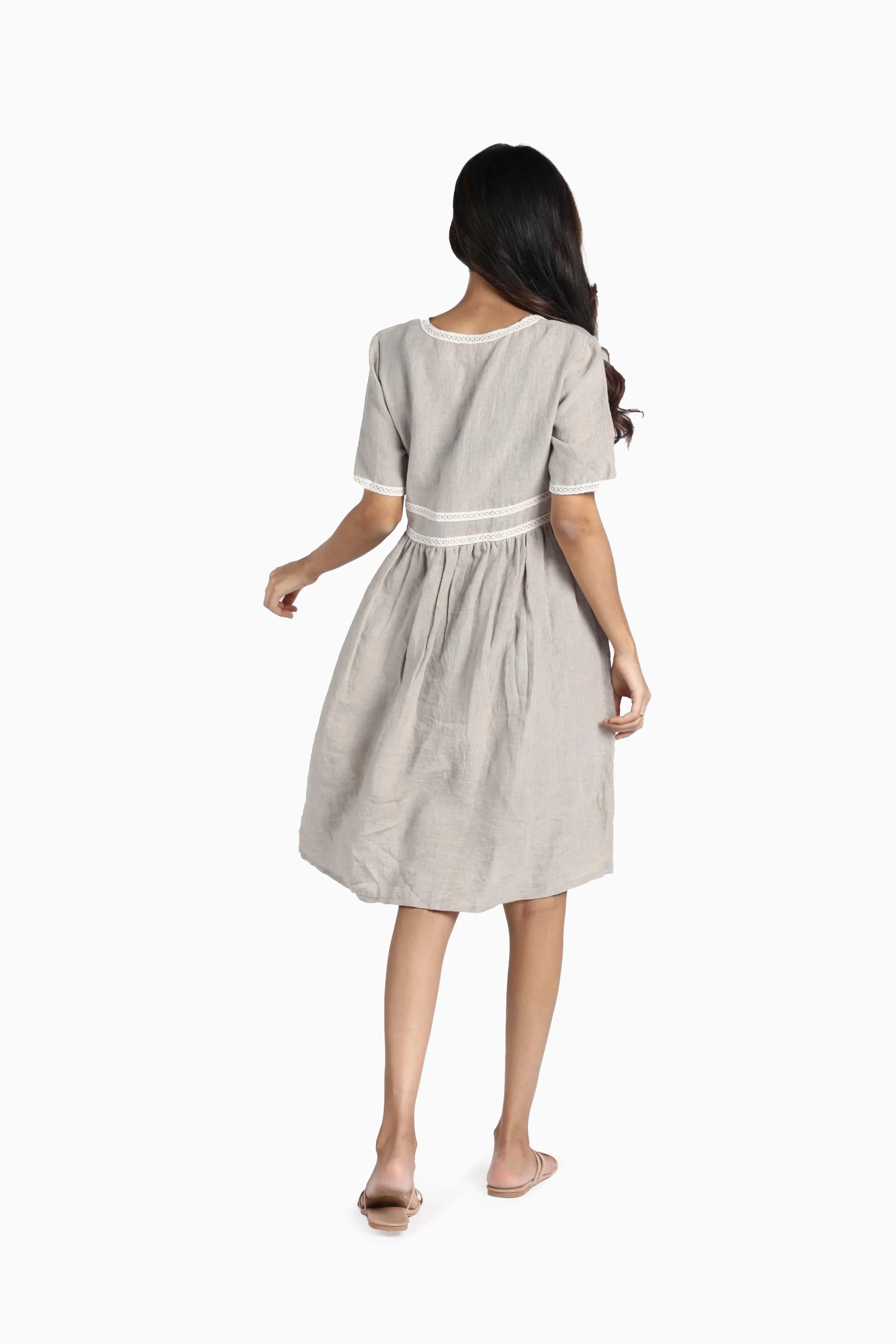 Linen Alchemy Midi Dress-Brown Bean
