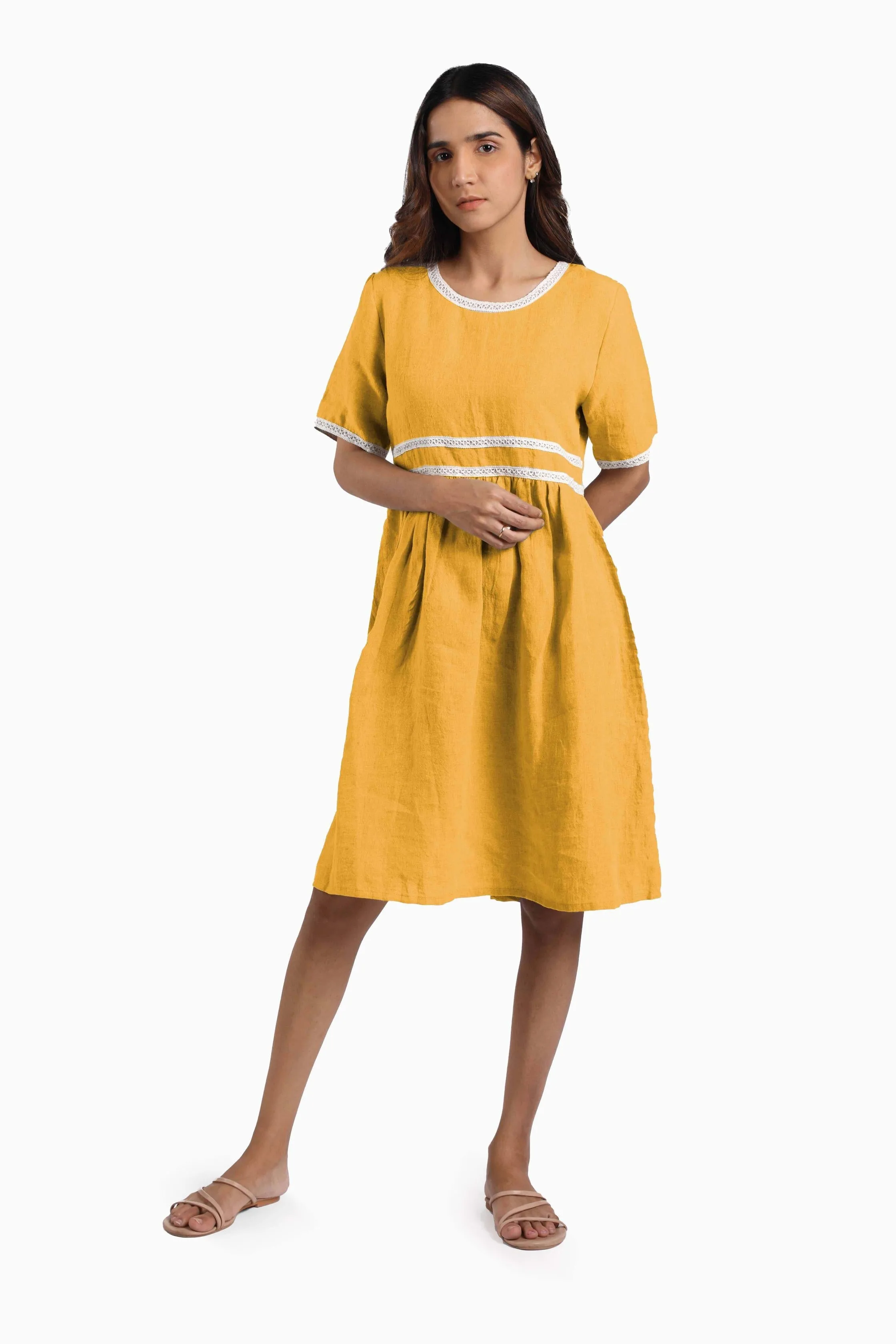 Linen Alchemy Midi Dress-Brown Bean