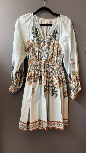 Linen Floral Full Skirt Dress