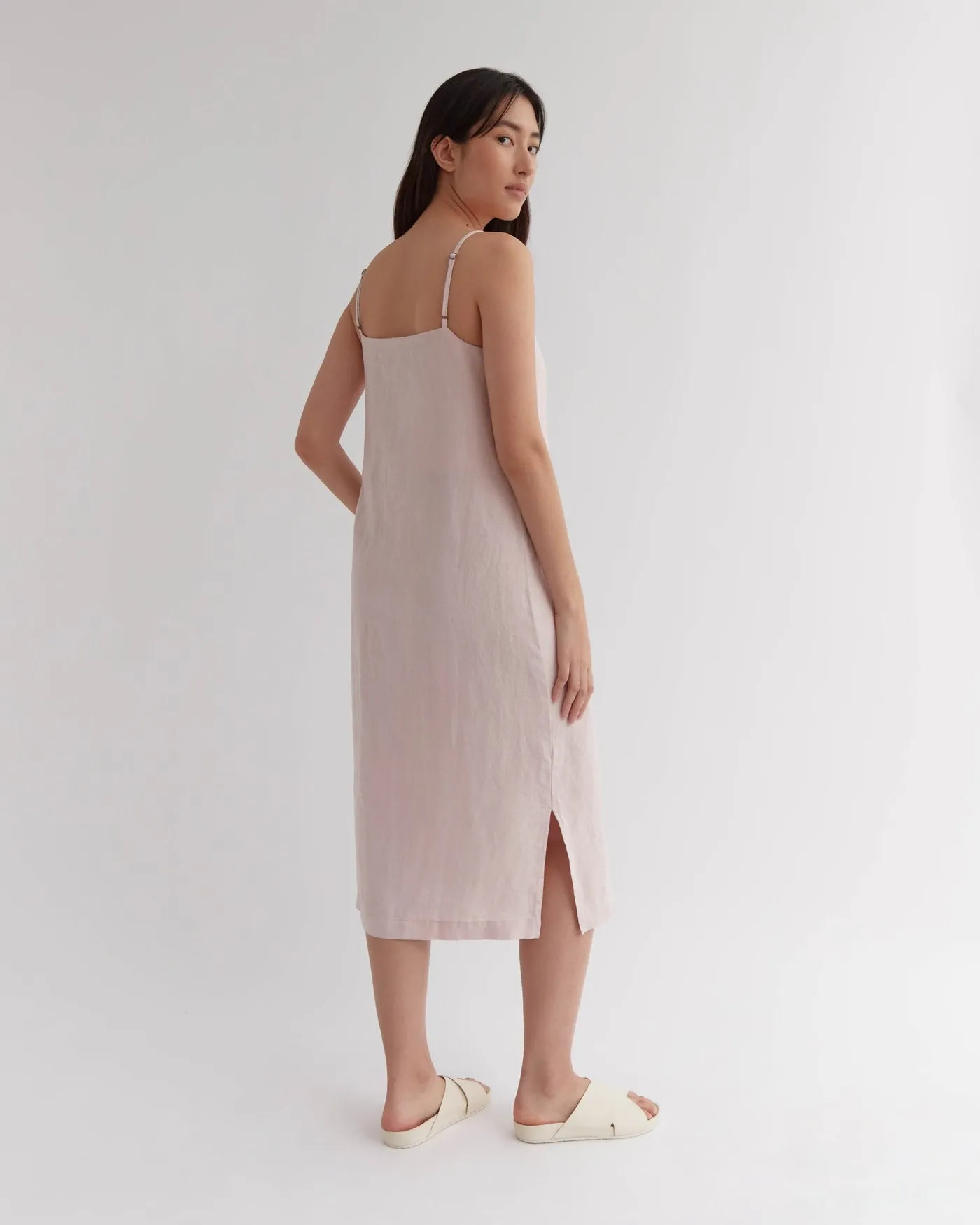 Linen Slip Dress Pink Clay