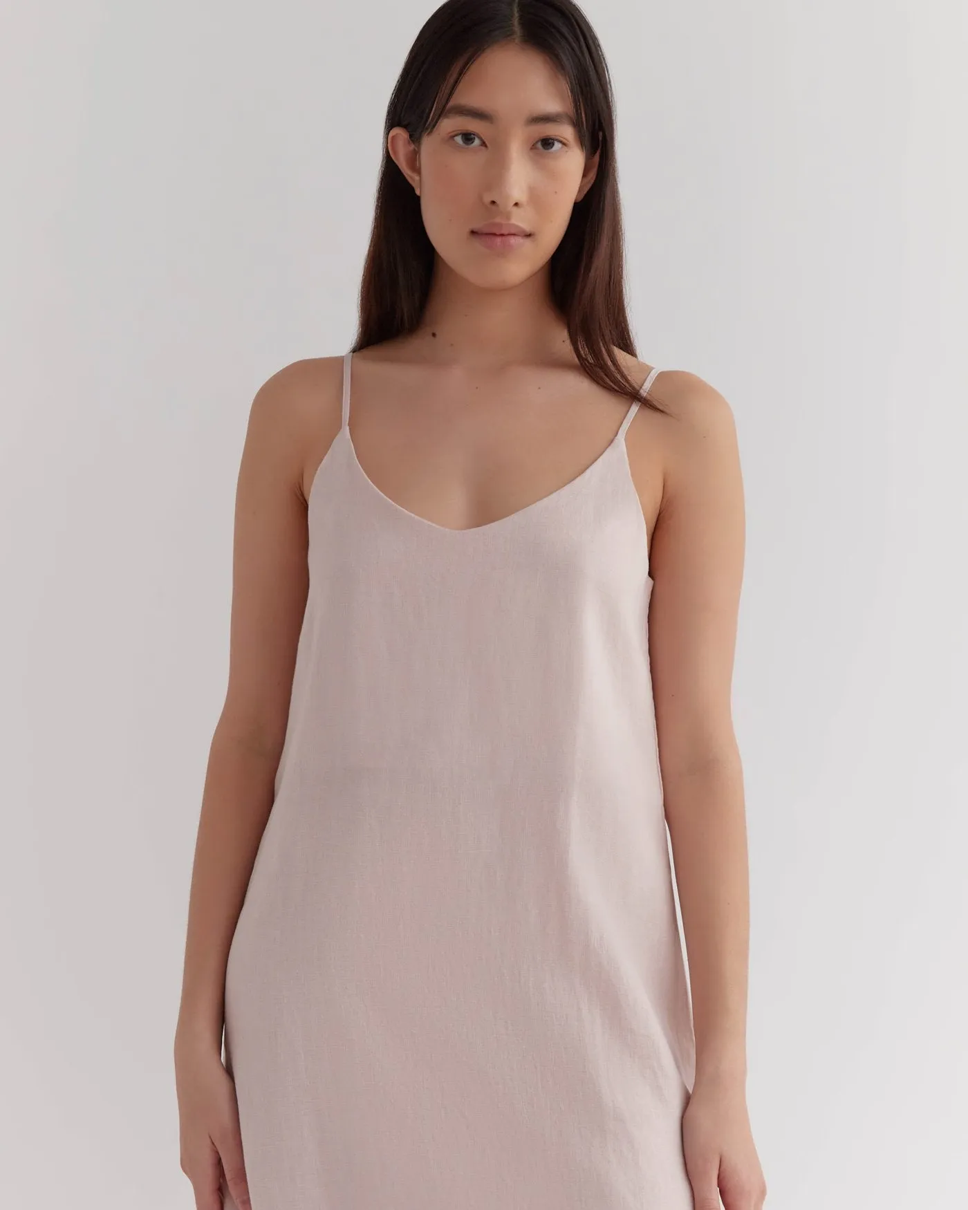 Linen Slip Dress Pink Clay