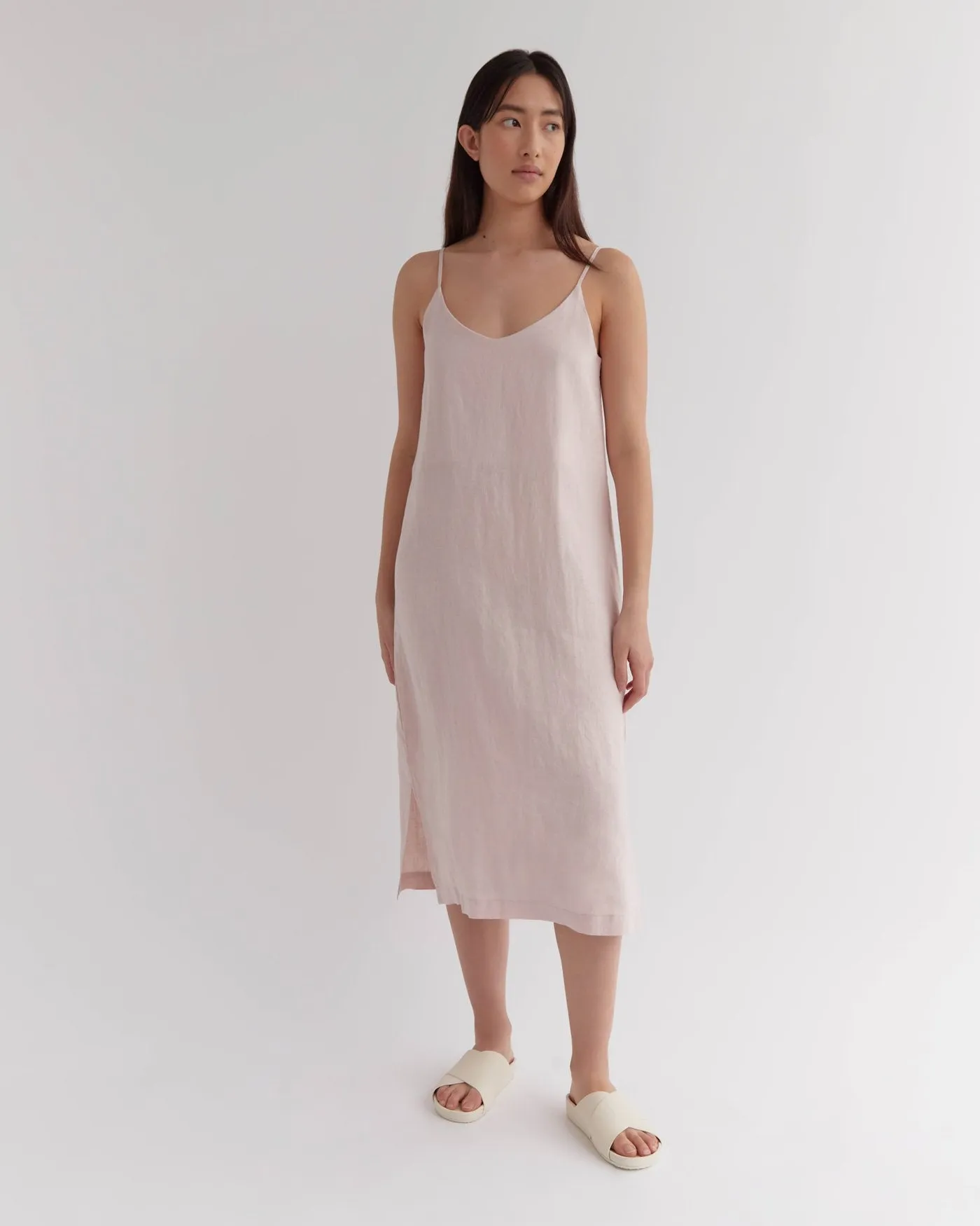 Linen Slip Dress Pink Clay