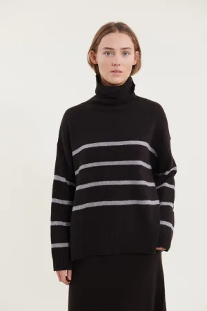 Lise Short T-Neck - Chocolate torte / grey melange