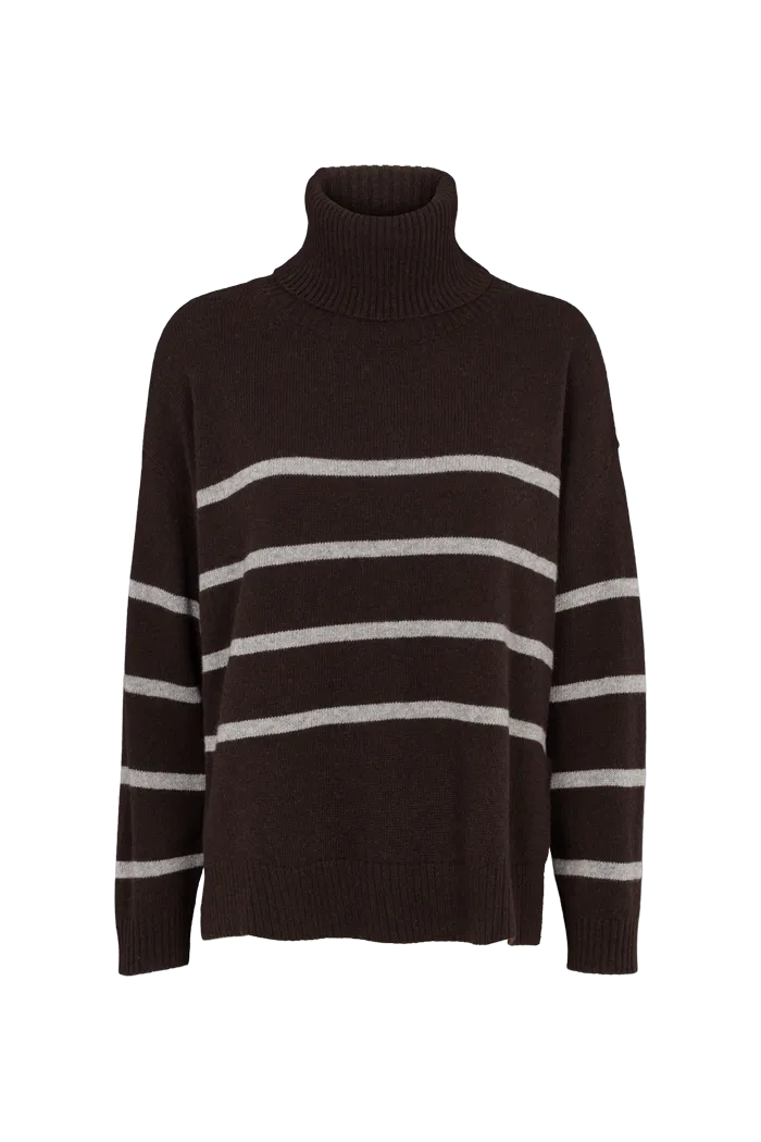 Lise Short T-Neck - Chocolate torte / grey melange