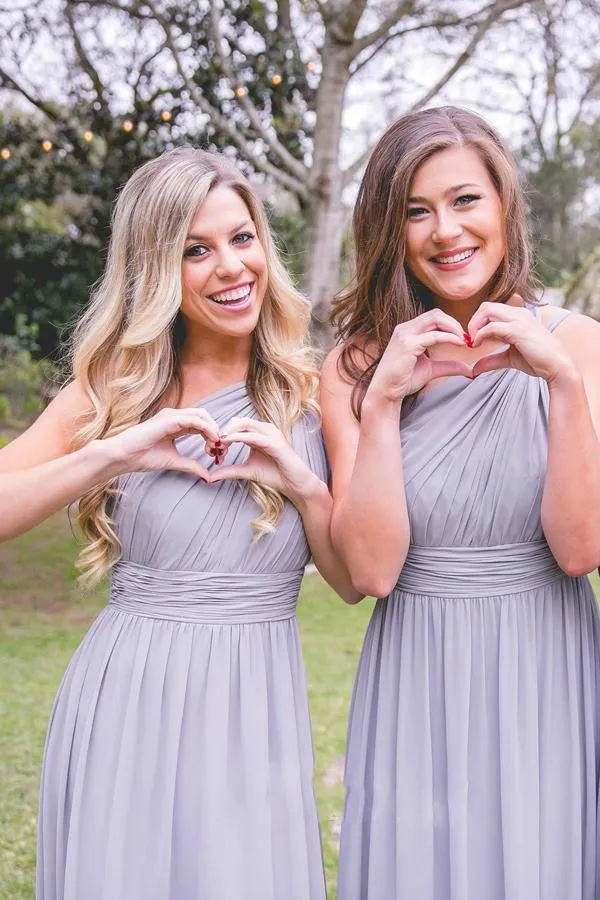 Long One Shoulder Pleats Chiffon Bridesmaid Dresses, Cheap Bridesmaid Dresses, TYP0507