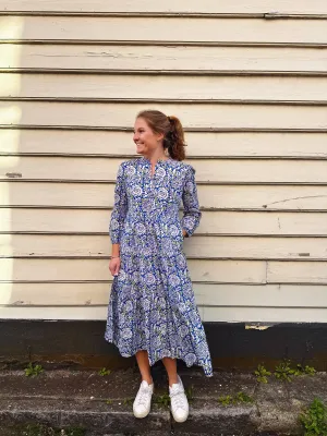 Madison Matthews Folly Midi Dress Royal Blue Floral