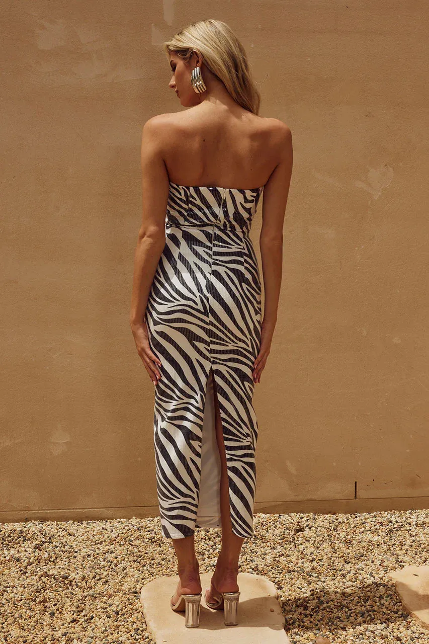 Malibu Zebra Print Midi Dress