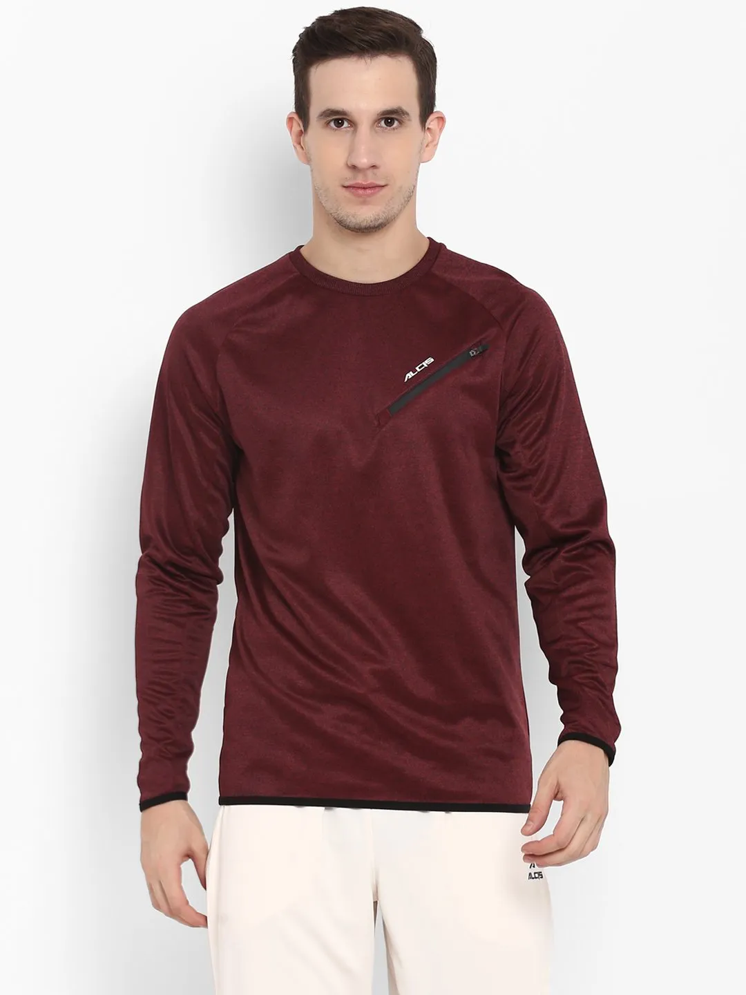 Maroon Self Design Sweatshirt