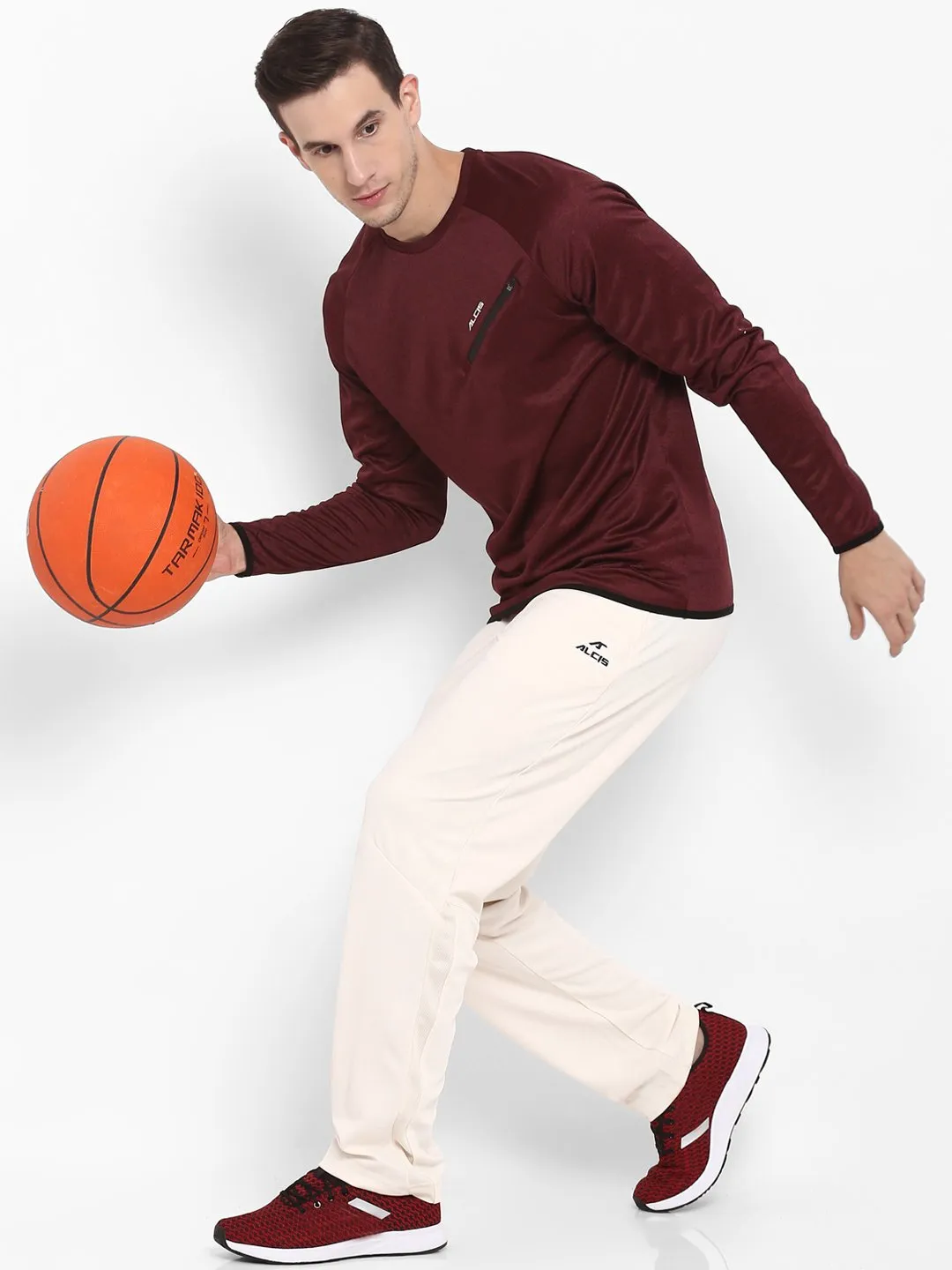Maroon Self Design Sweatshirt