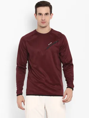 Maroon Self Design Sweatshirt