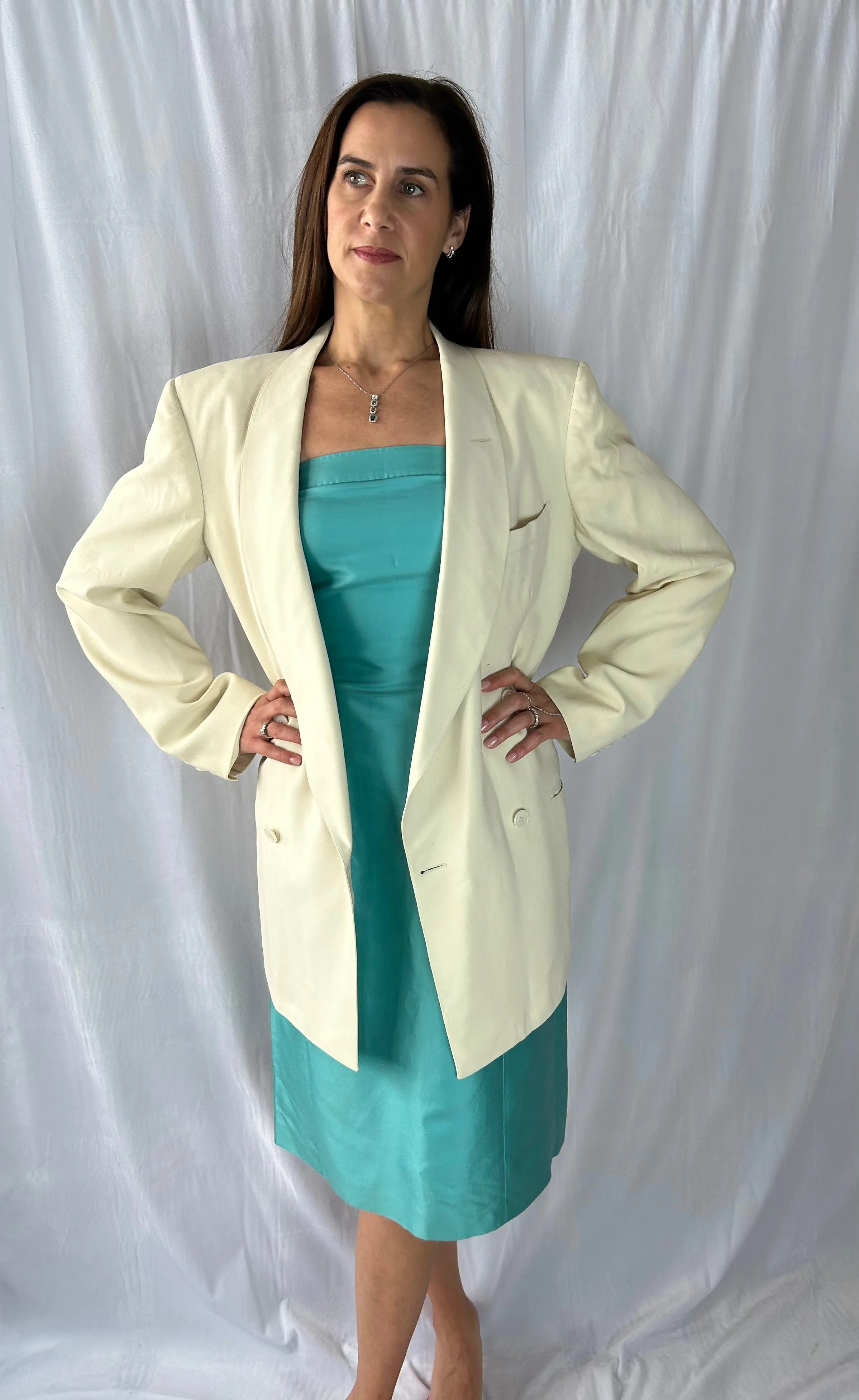 Max Mara Strapless Sculpted Aqua Dress
