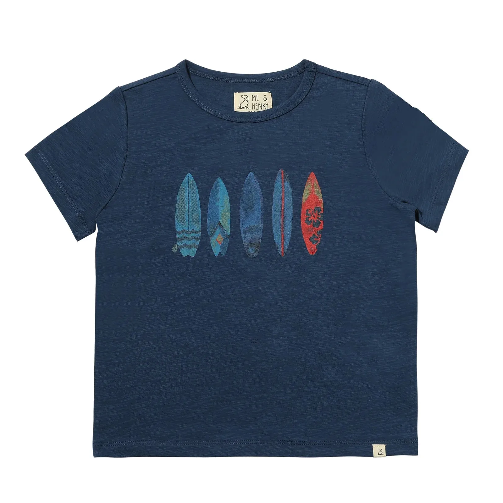 Me & Henry “Falmouth” Surfboard Graphic Cotton Tee Shirt: Size 2/3 to 9/10 Years