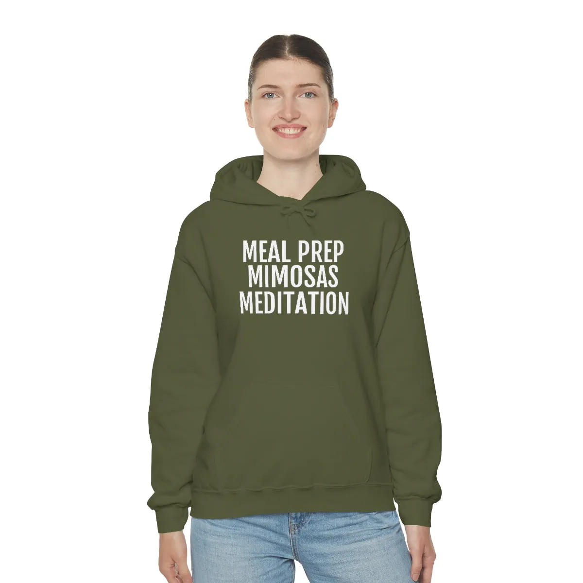 Meal Prep, Mimosas, Meditation - Unisex Heavy Blend™ Hooded Sweatshirt