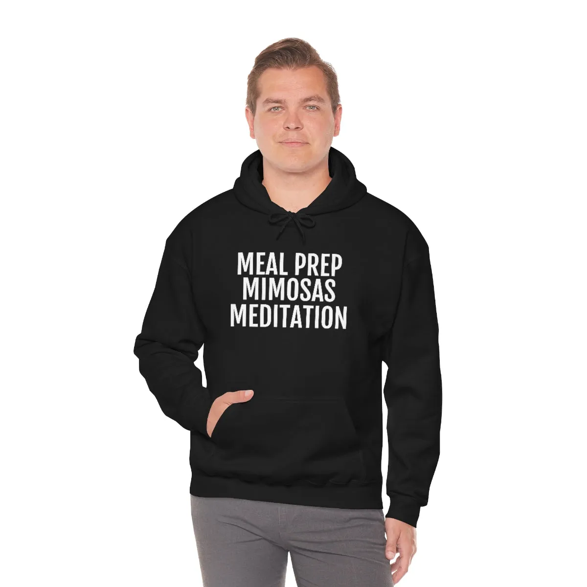 Meal Prep, Mimosas, Meditation - Unisex Heavy Blend™ Hooded Sweatshirt