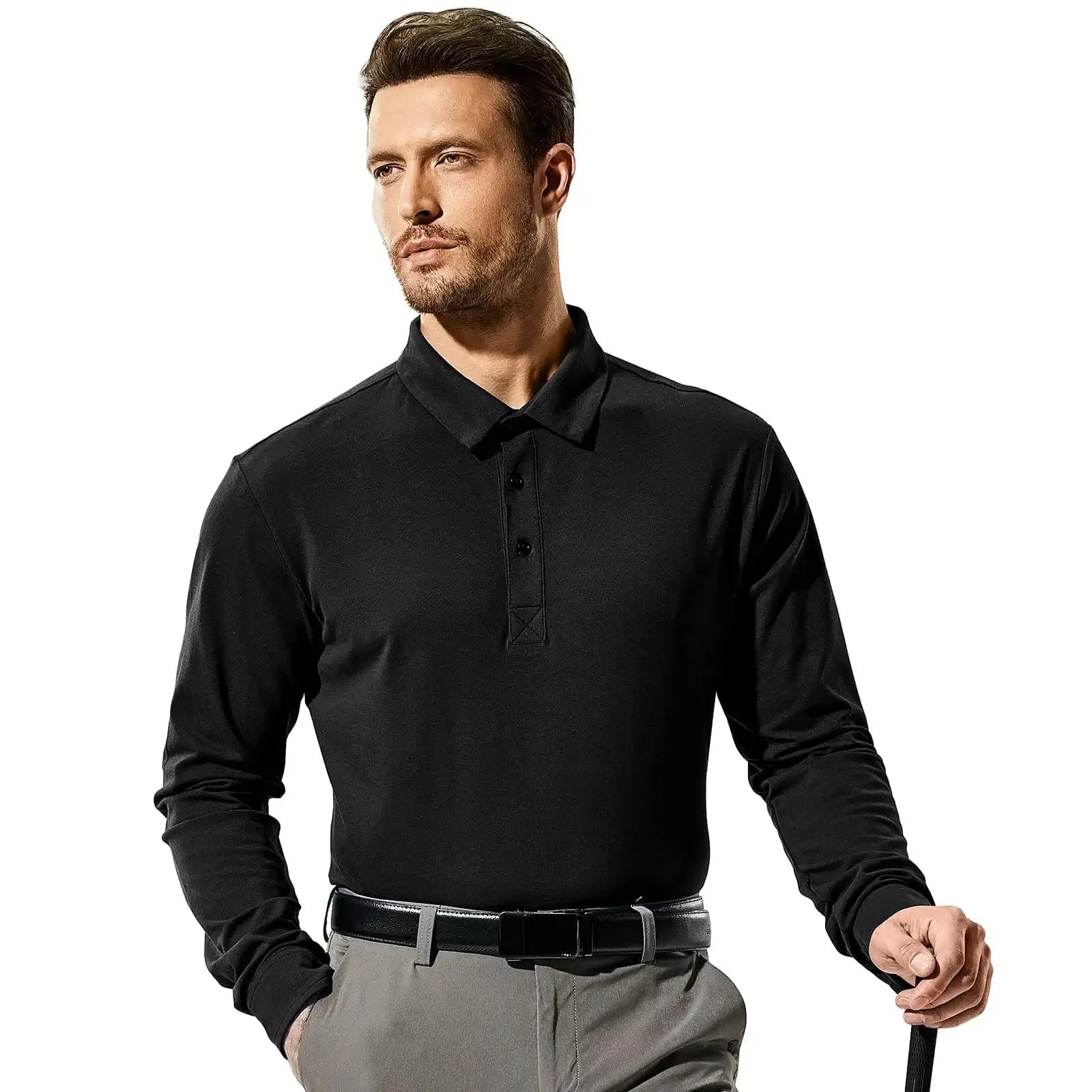 Men's Golf Polo Shirts Regular-fit Collared Cotton Shirt