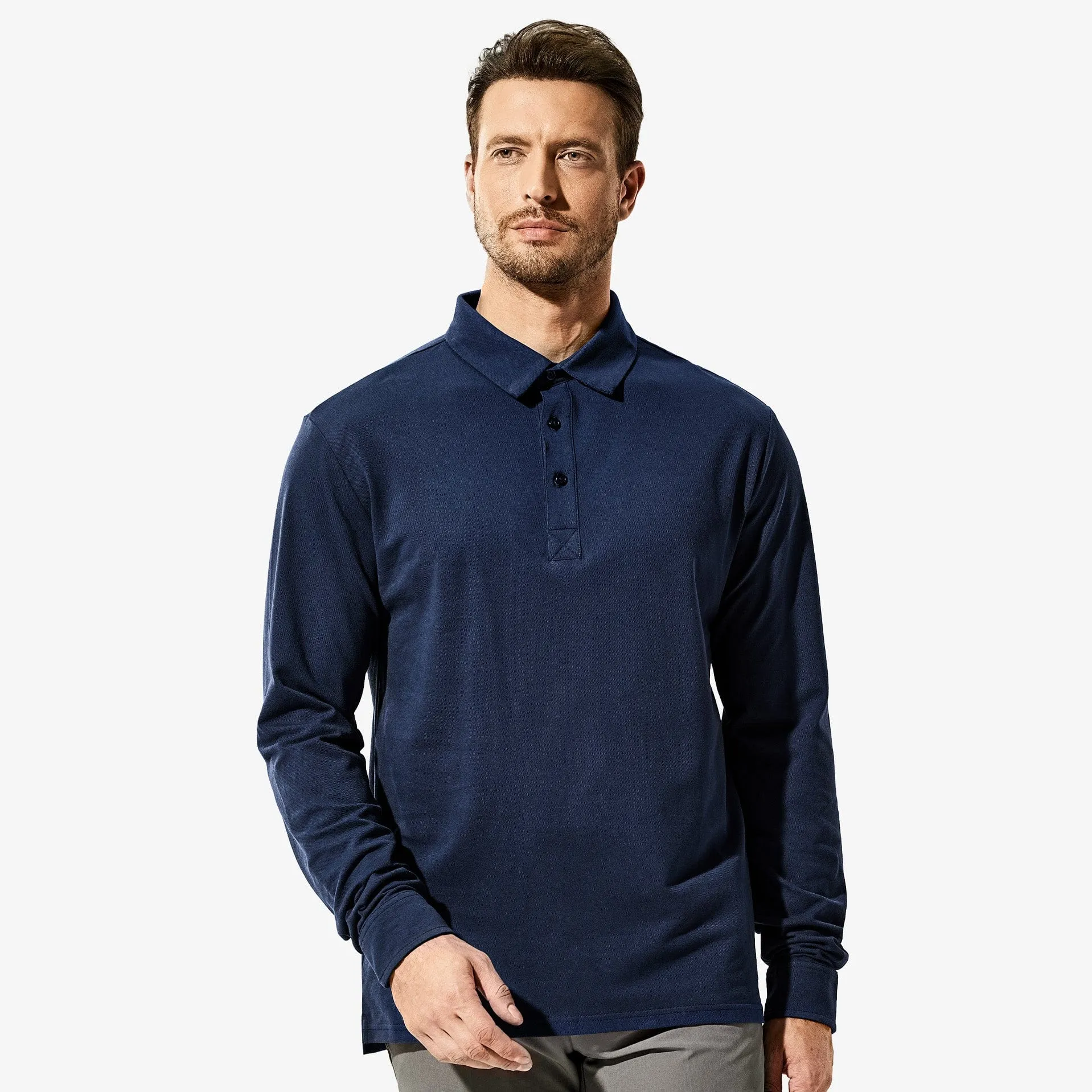 Men's Golf Polo Shirts Regular-fit Collared Cotton Shirt