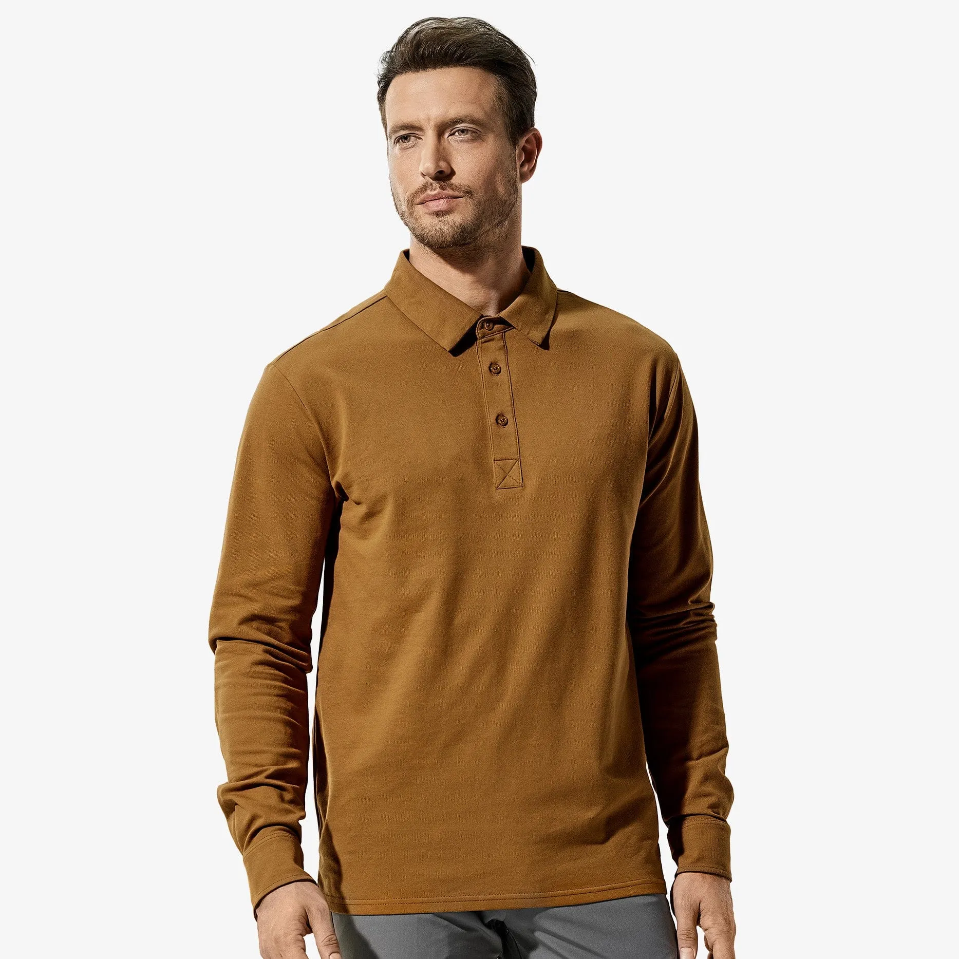 Men's Golf Polo Shirts Regular-fit Collared Cotton Shirt