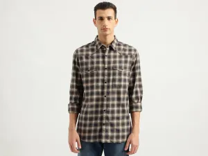 Men's Regular Fit Spread Collar Checked Shirts
