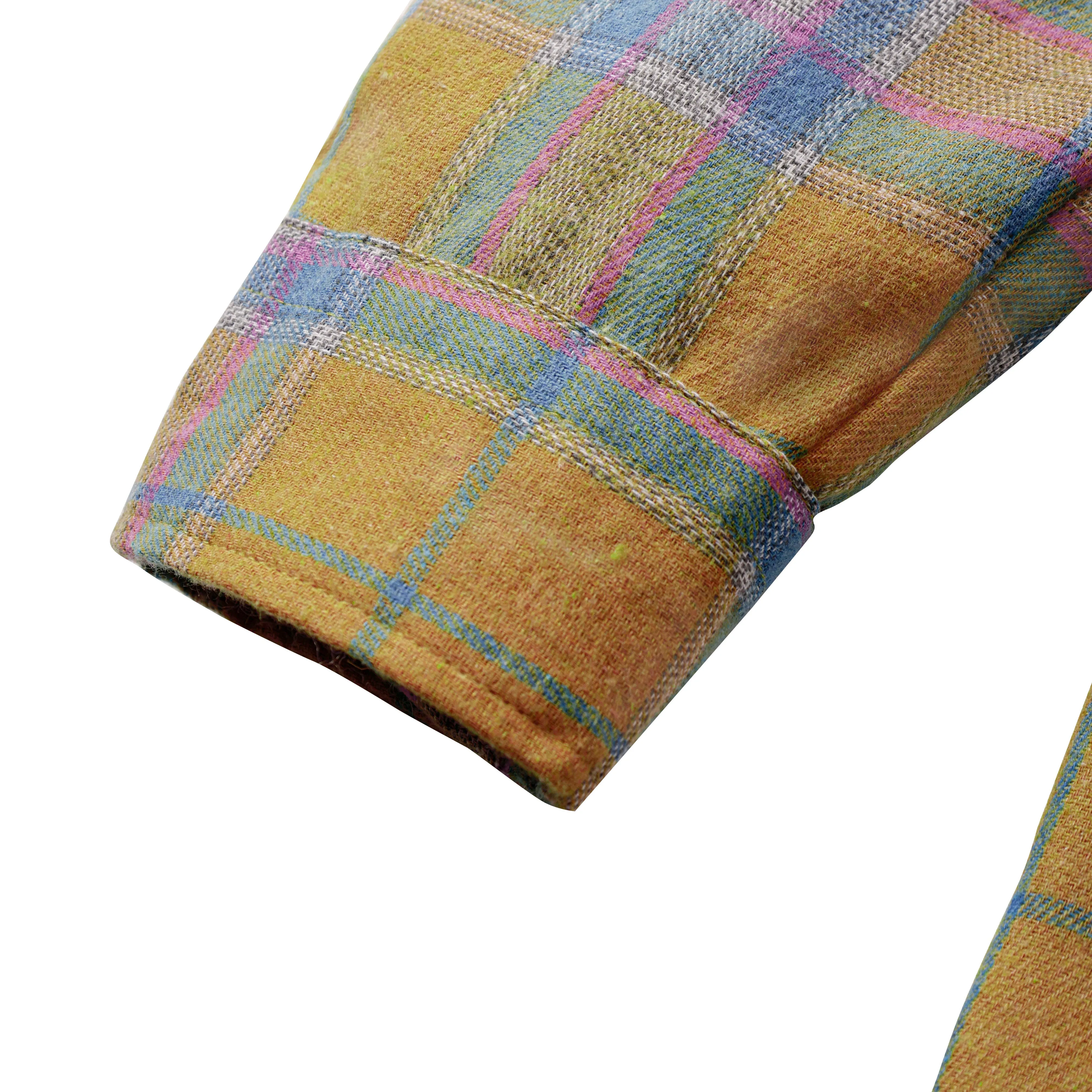 Men's Shirt with Hood - Long Sleeve Cotton Plaid Style