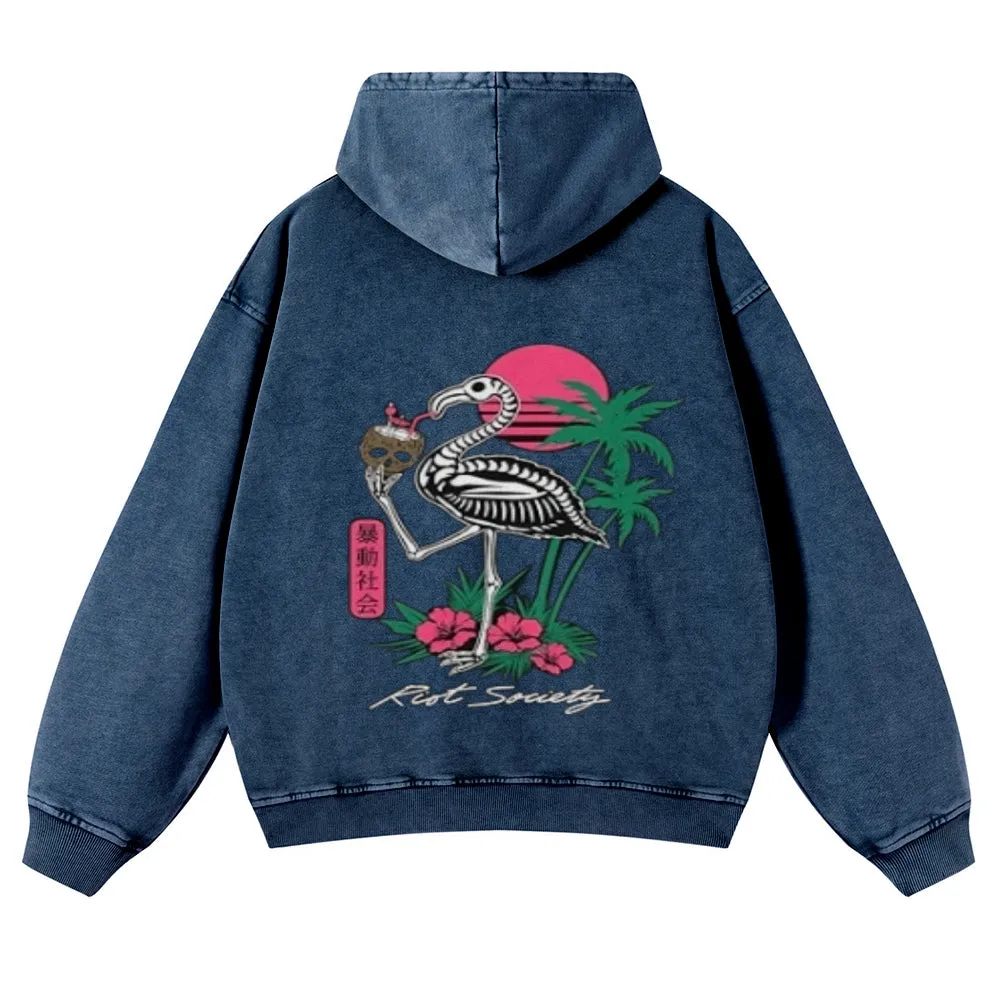 Mens Vintage Skeleton Crane Hoodies