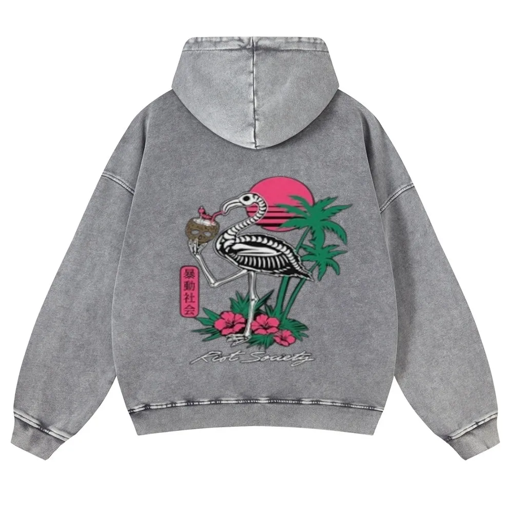 Mens Vintage Skeleton Crane Hoodies