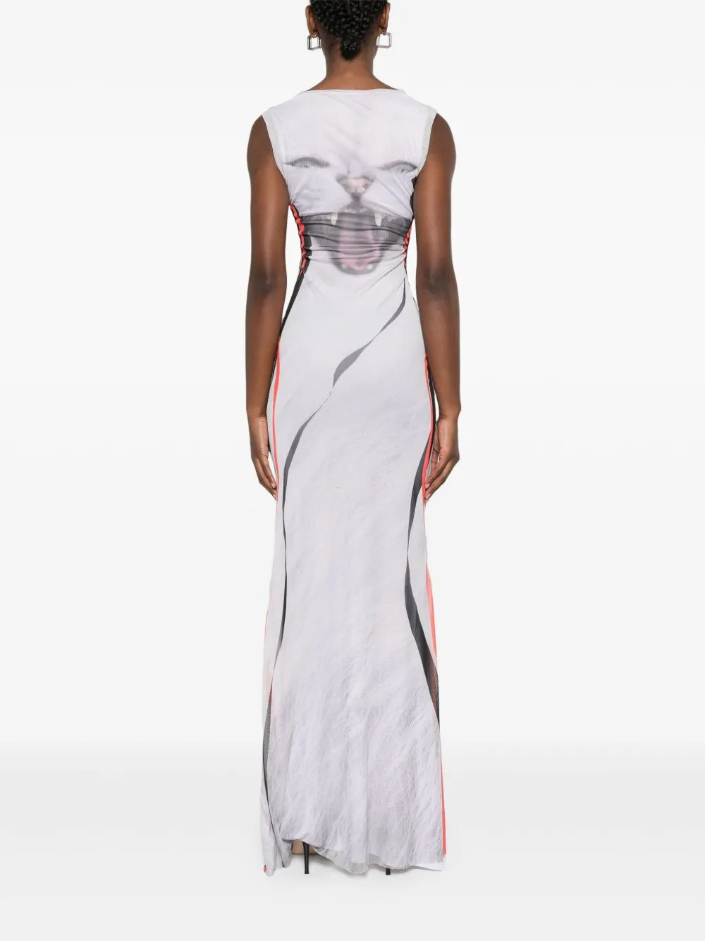 Mesh printed long dress
