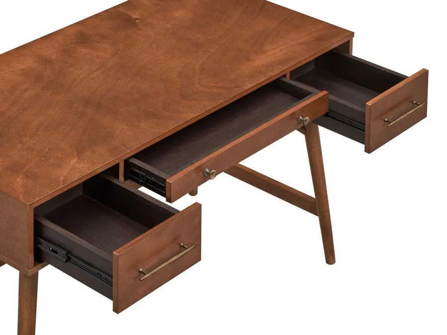 Mid-Century Modern 3-Drawer Writing Desk in Walnut