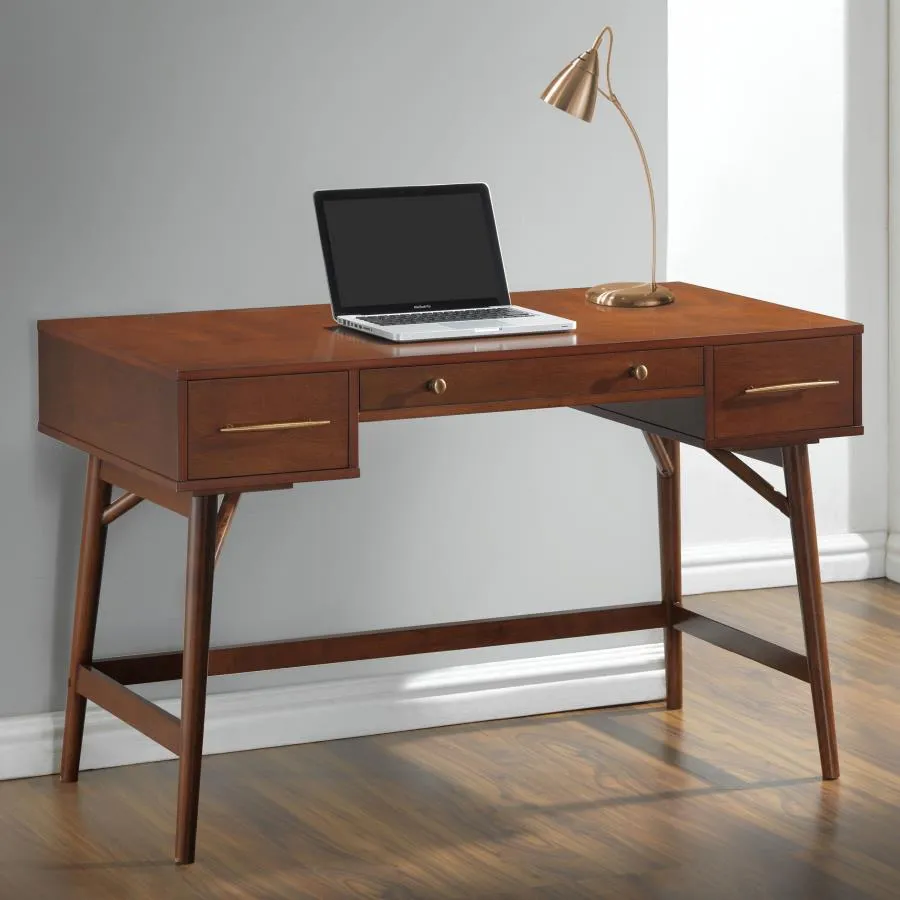 Mid-Century Modern 3-Drawer Writing Desk in Walnut