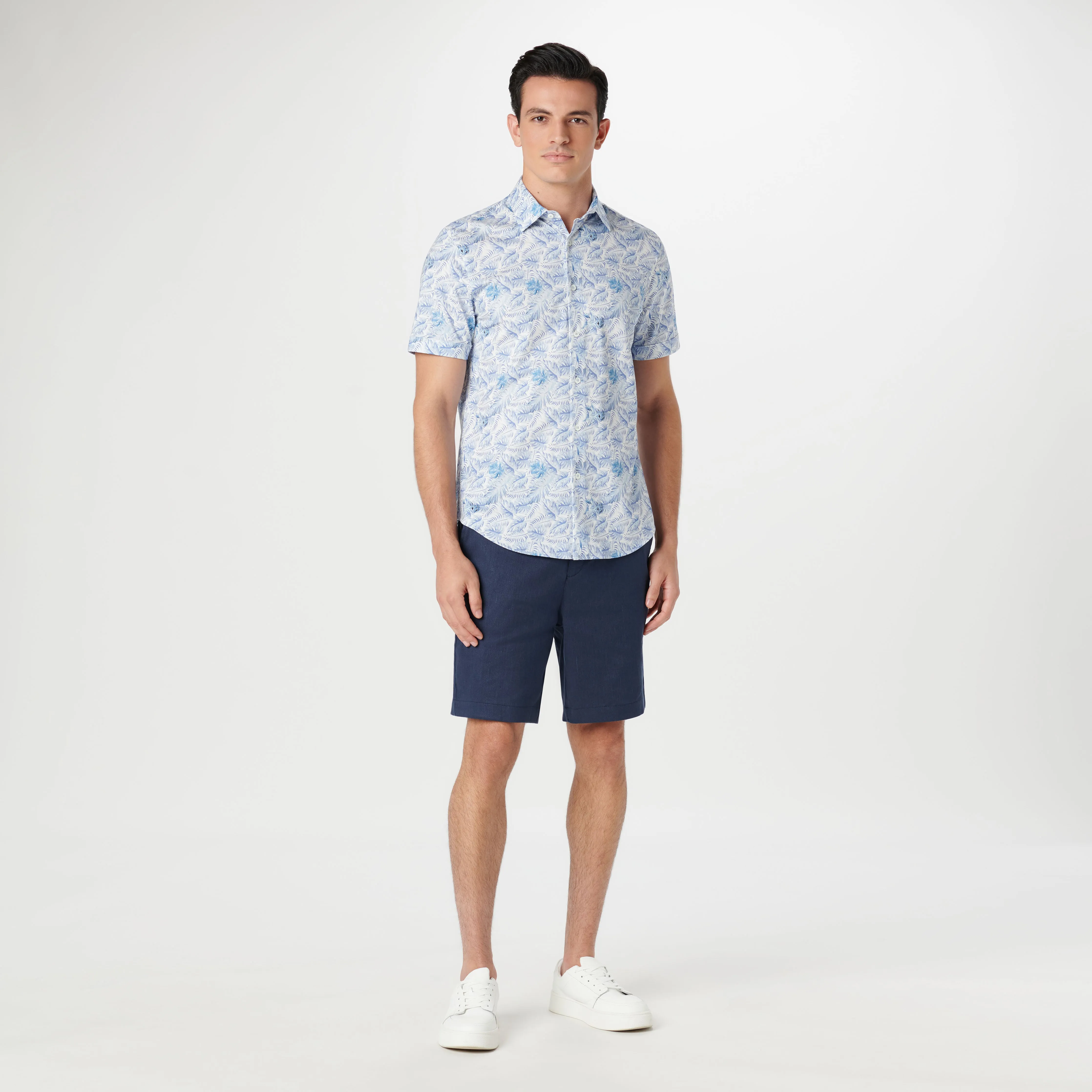 Miles Leaf Print OoohCotton Short Sleeve Shirt