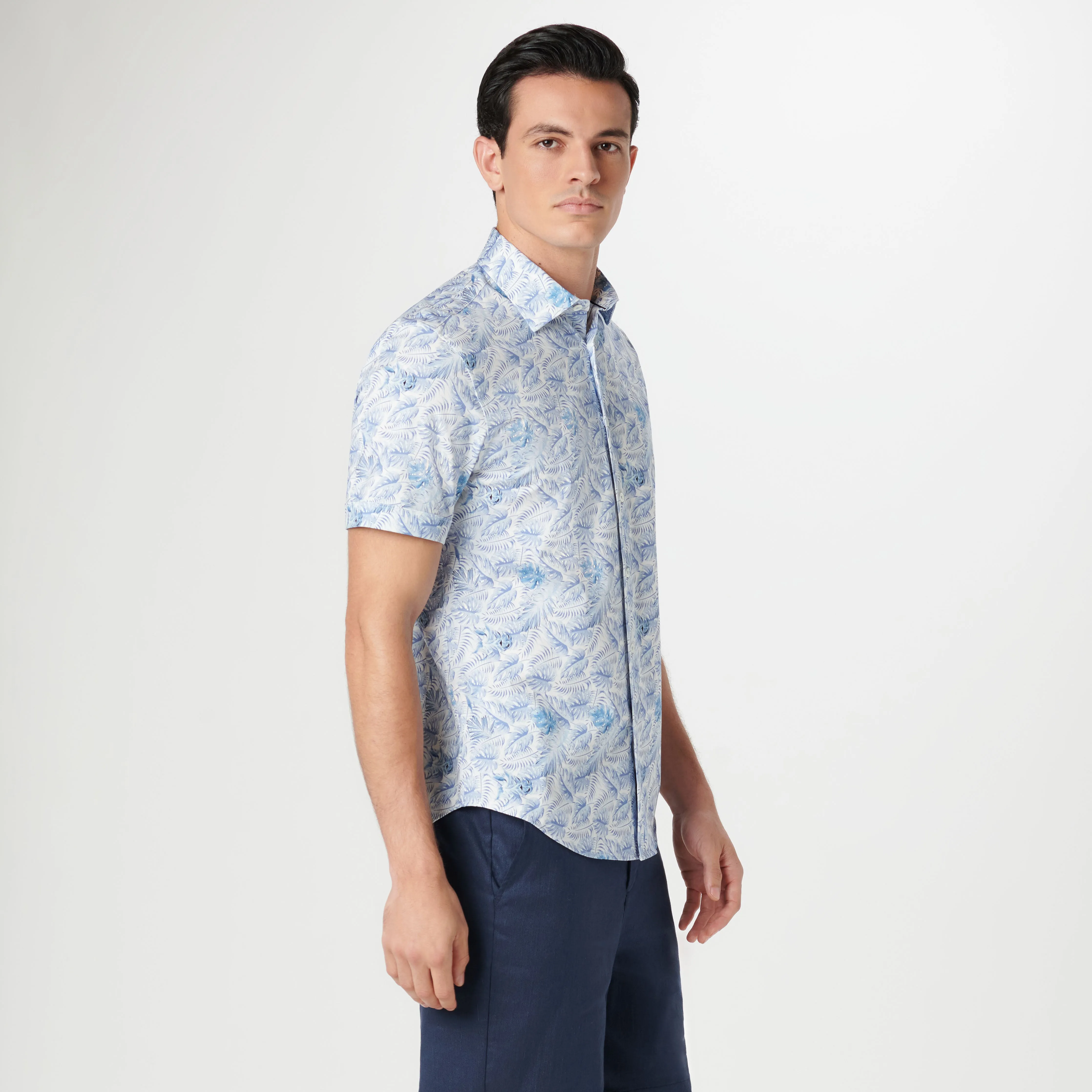 Miles Leaf Print OoohCotton Short Sleeve Shirt