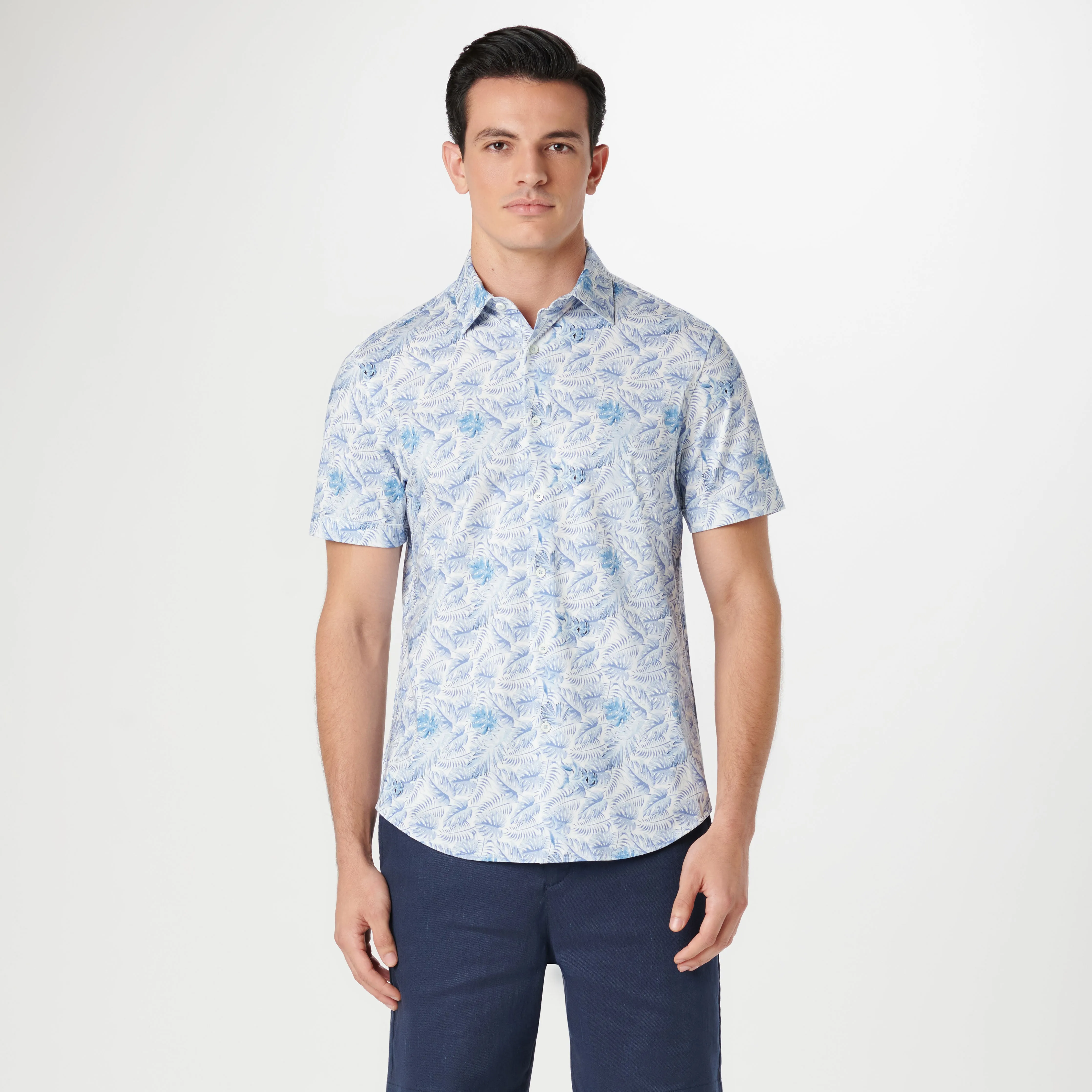 Miles Leaf Print OoohCotton Short Sleeve Shirt