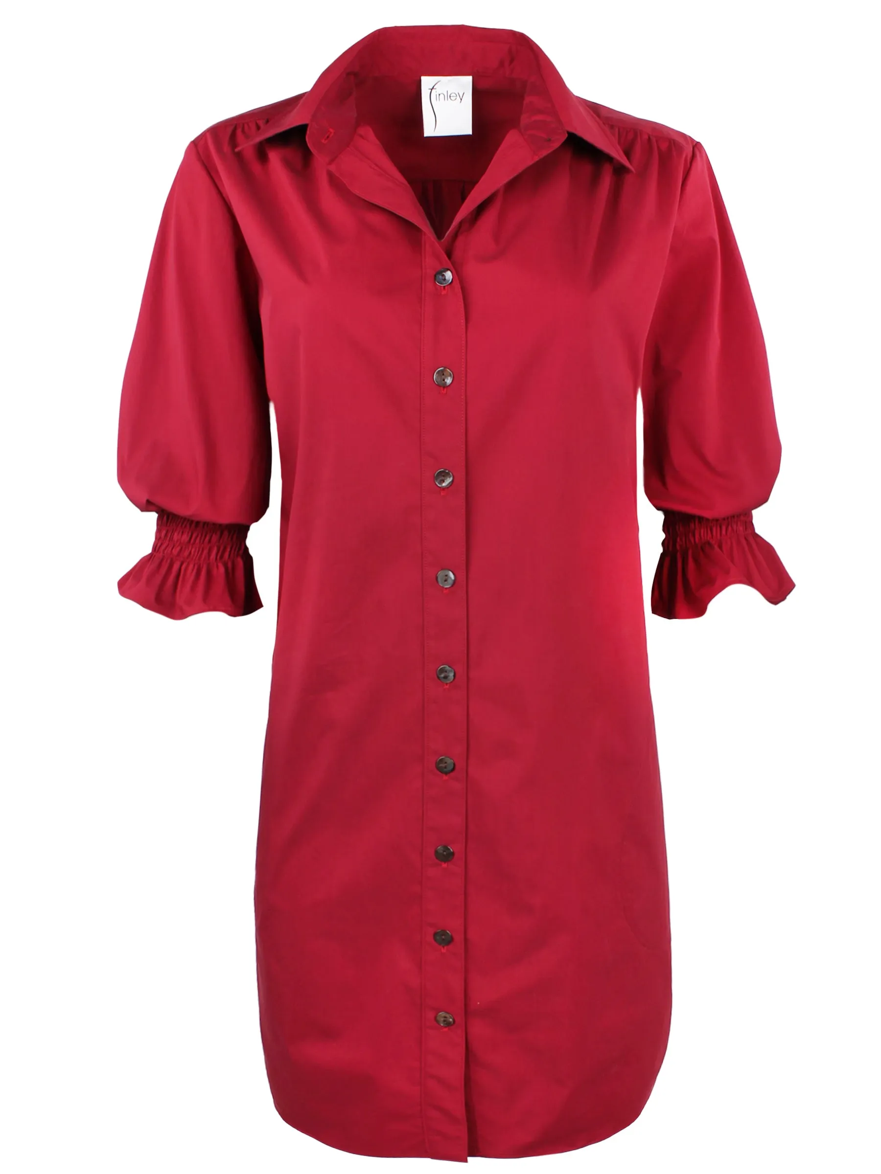 Miller Puff Sleeve Shirt Dress Weathercloth Red