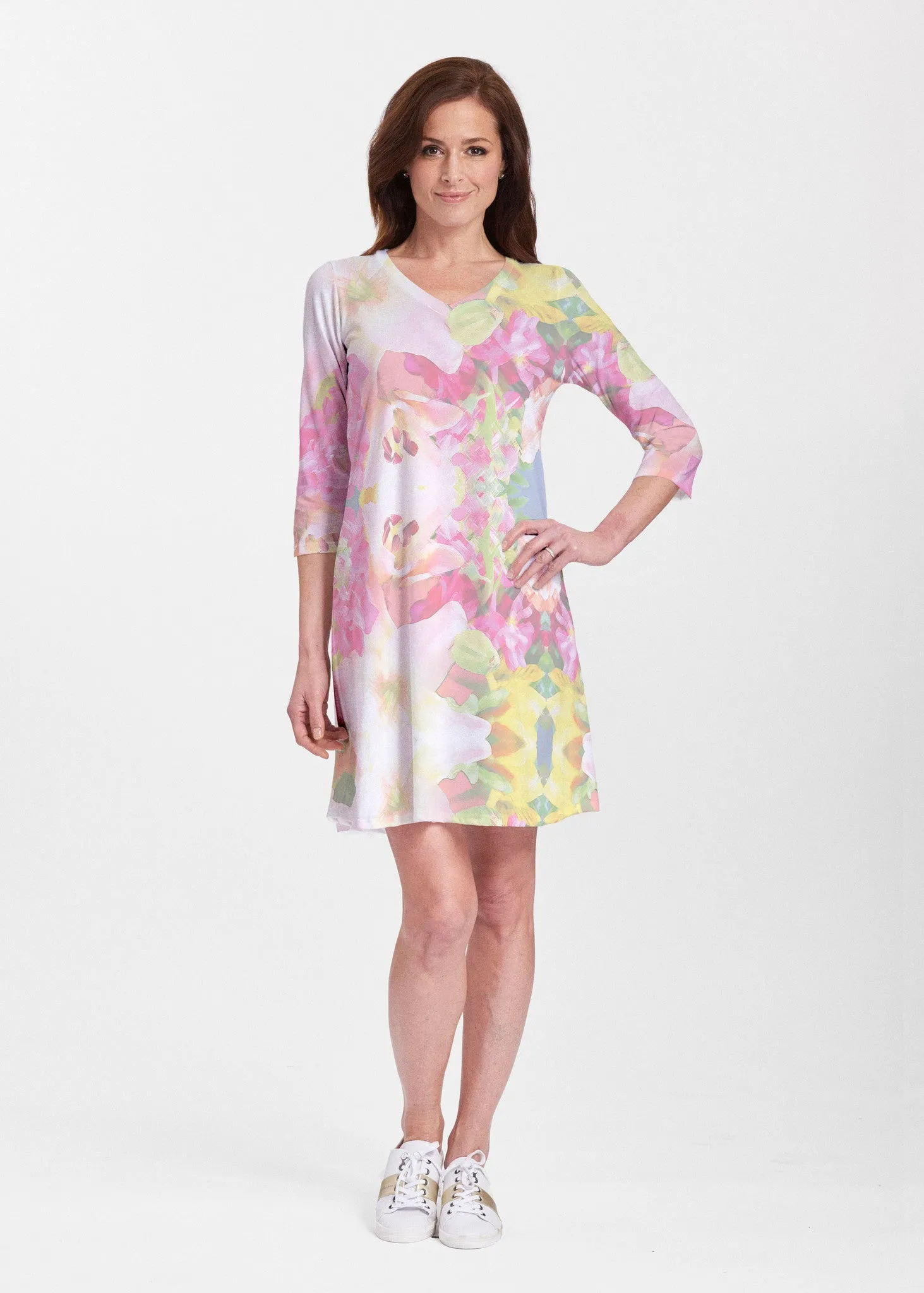 Mirage Pink (13140) ~ Classic V-neck Swing Dress