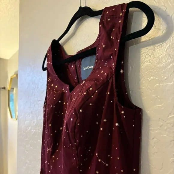 ModCloth Burgundy Gold Heart and Solar System Constellation A-Line Dress Size 10